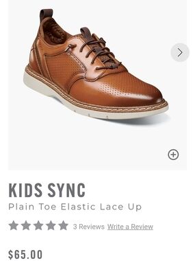 Stacy Adams Kids Sync Perforated Leather Dress Shoe - Tan